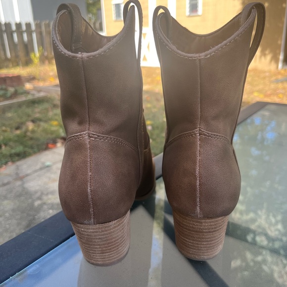 Rachel Zoe boots western cowboy embroidered brown pull on tabs womens size 9 - Picture 5 of 12